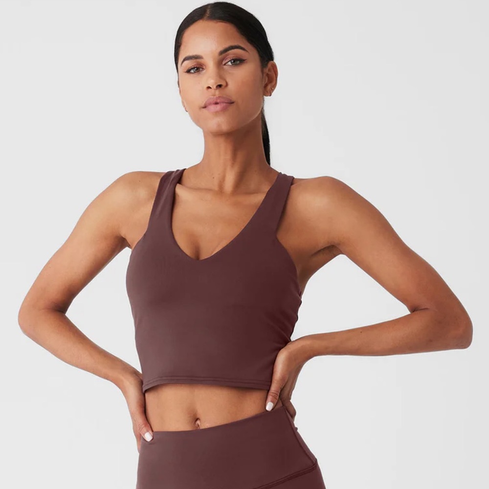 Alo Airbrush Real Bra Tank- Cherry Cola